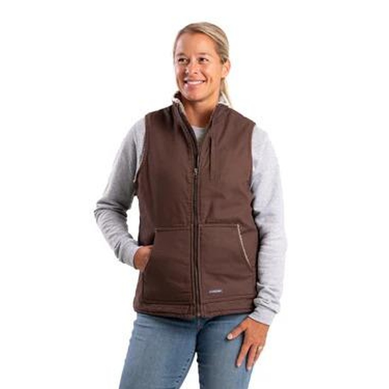 Berne Apparel Women’s Sherpa-Lined Softstone Duck Vest – Tuscan