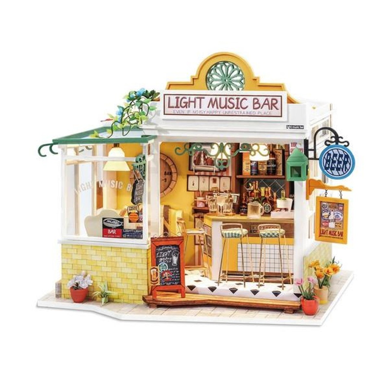 Hand Craft Us DIY Miniature Dollhouse Kit | Light Music Bar