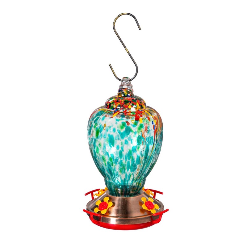 Evergreen Enterprises Art Glass Shell Hummingbird Feeder – Blue