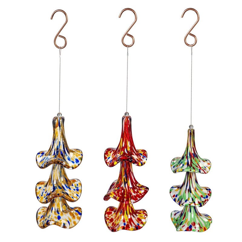 Evergreen Enterprises She Shed Garden Bell, Art Glass, 3-Tiered Bell Assorted