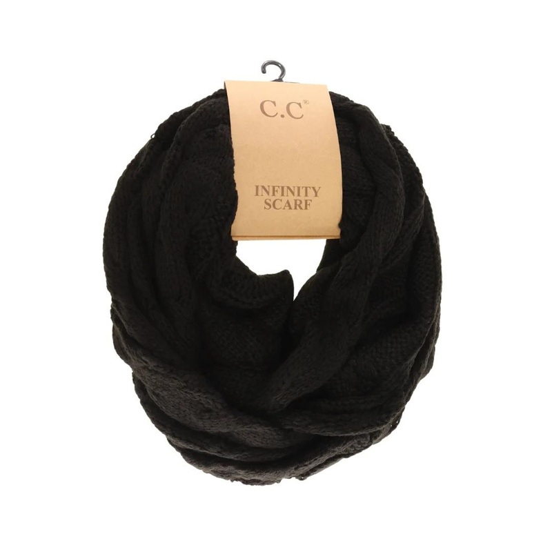 C.c. Beanie Solid Cable Knit Infinity Scarf