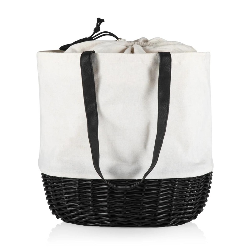 Picnictime Coronado Willow Basket Tote – White & Black