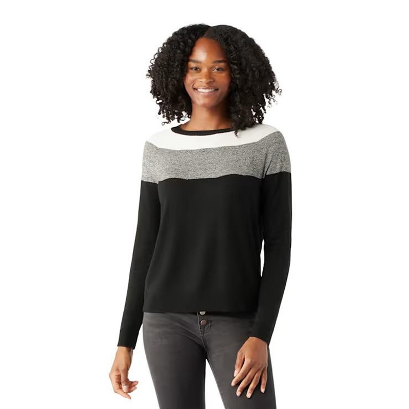 Smartwool Womens’s Edgewood Colorblock Crew Sweater – Black