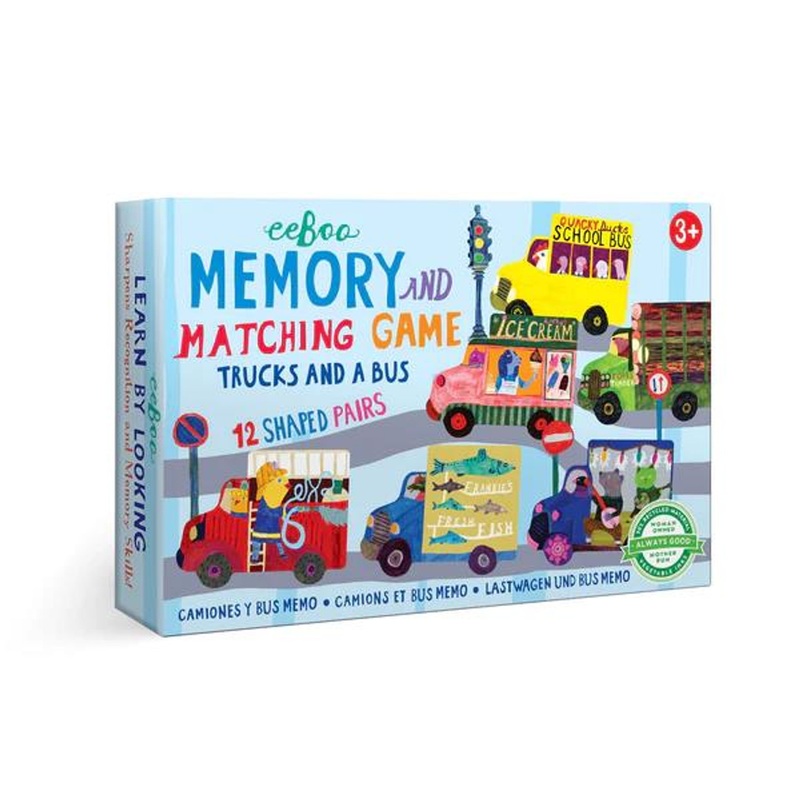 Eeboo Trucks & Bus Shaped Memory & Matching Game