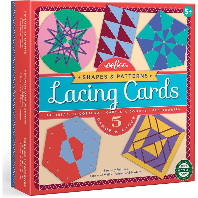 Eeboo Shapes & Patterns Lacing Cards