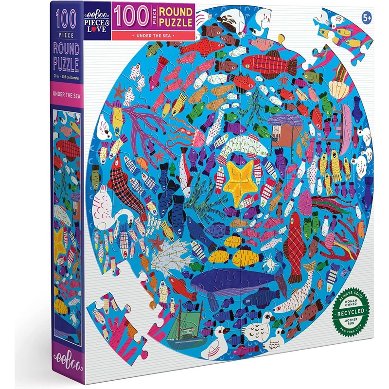 Eeboo Under The Sea 100pc Round Puzzle