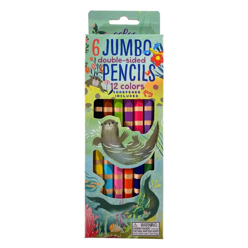 Eeboo 6 Otter Jumbo Double Sided Colored Pencils