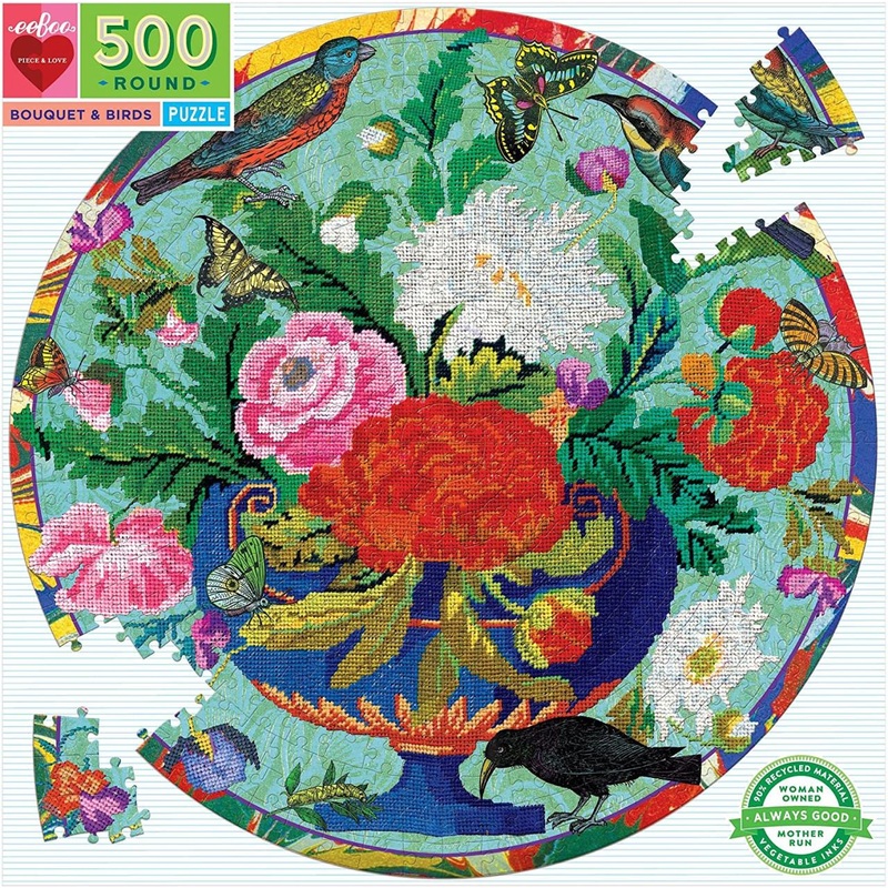 Eeboo Bouquet & Birds 500 Pc Puzzle