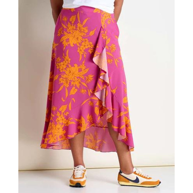 Toad & Co. Sunkissed Wrap Skirt – Flame Leaf Texture Print