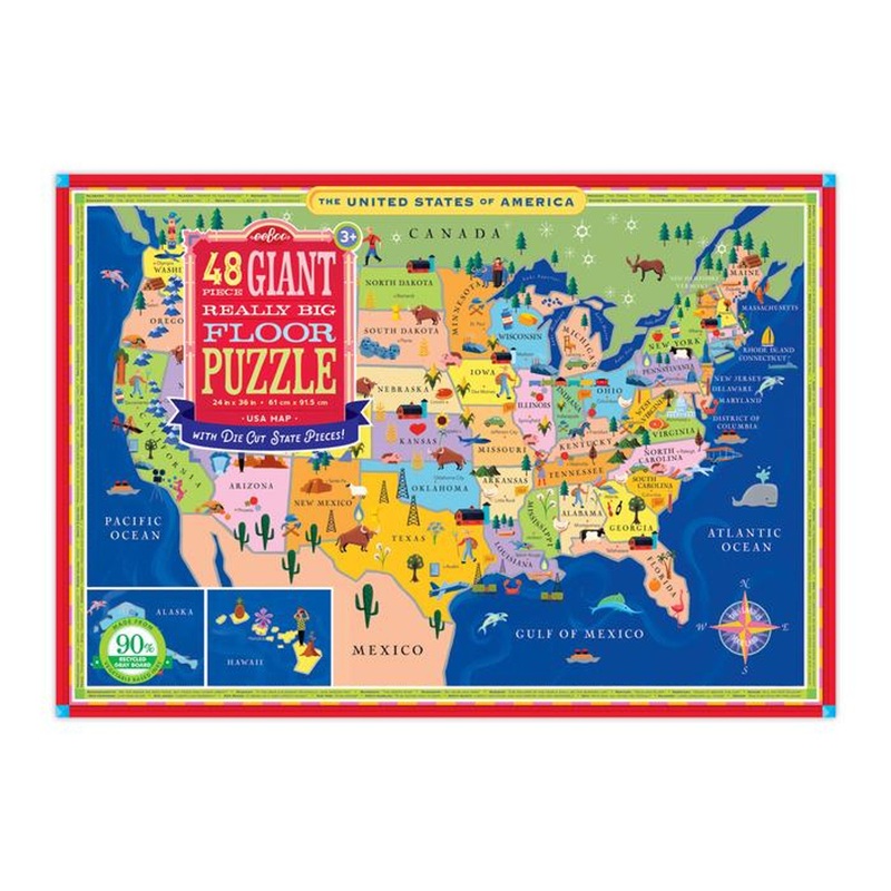Eeboo USA Giant Map Floor Puzzle 48pc