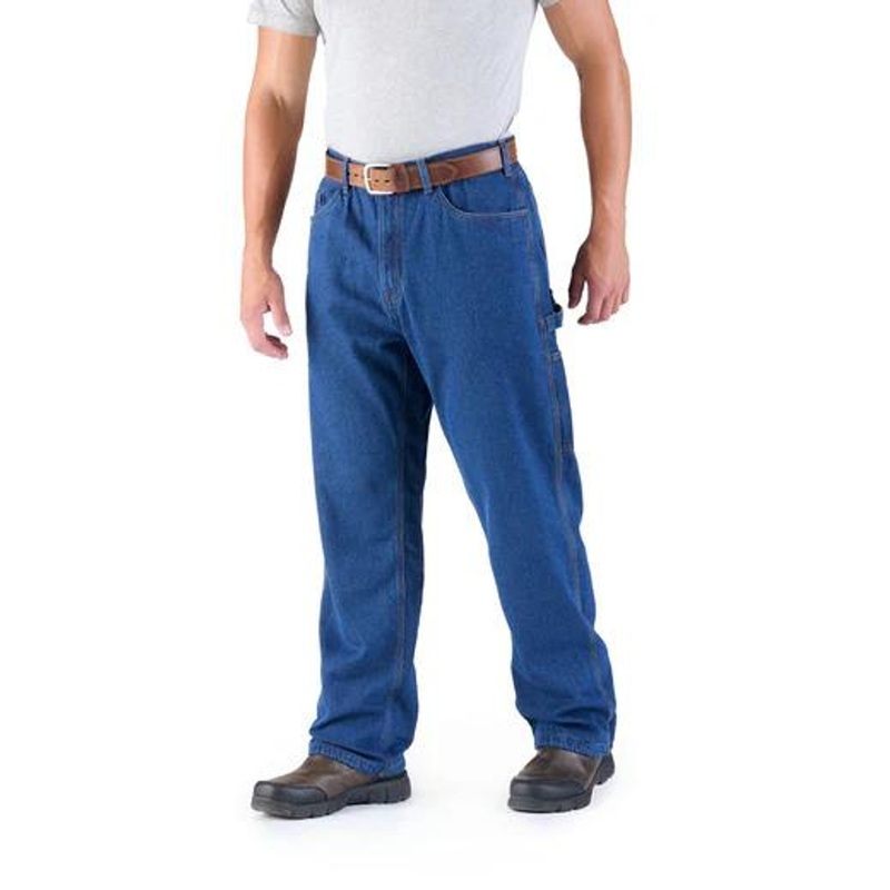 Berne Apparel Heartland Flannel-Lined Denim Dungaree – Stone Wash Dark