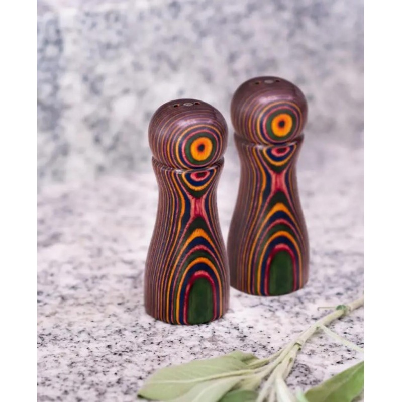 Island Bamboo Rainbow Pakkawood 4″ Salt & Pepper Shaker Set