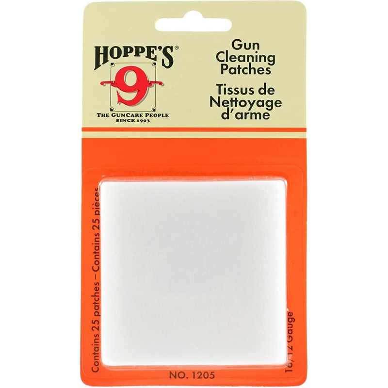 Hoppes 16/12 Gauge No. 5 Gun Cleaning Patches, 25 Patches