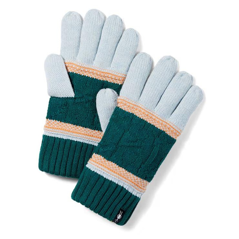 Smartwool Popcorn Cable Glove – Emeralnd Green Apricot