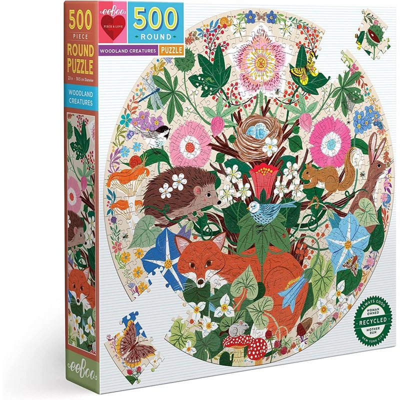Eeboo Woodland Creatures 500pc Round Puzzle