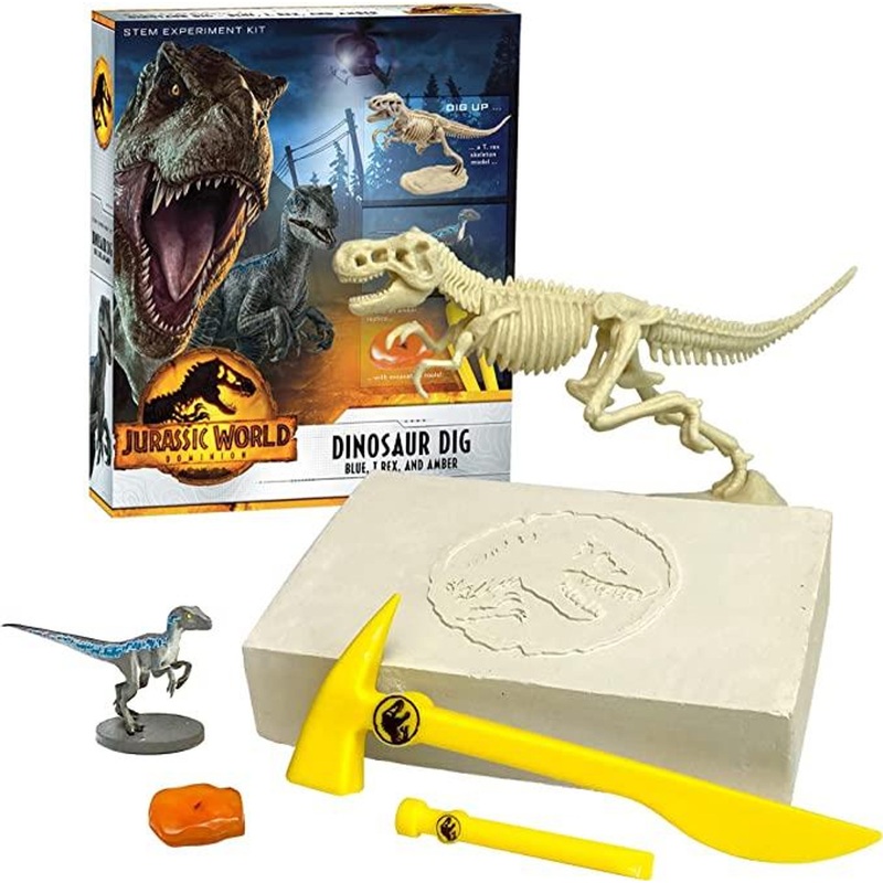 Thames & Kosmos Jurassic World: Dominion Dinosaur Dig – Blue, T. Rex, and Amber
