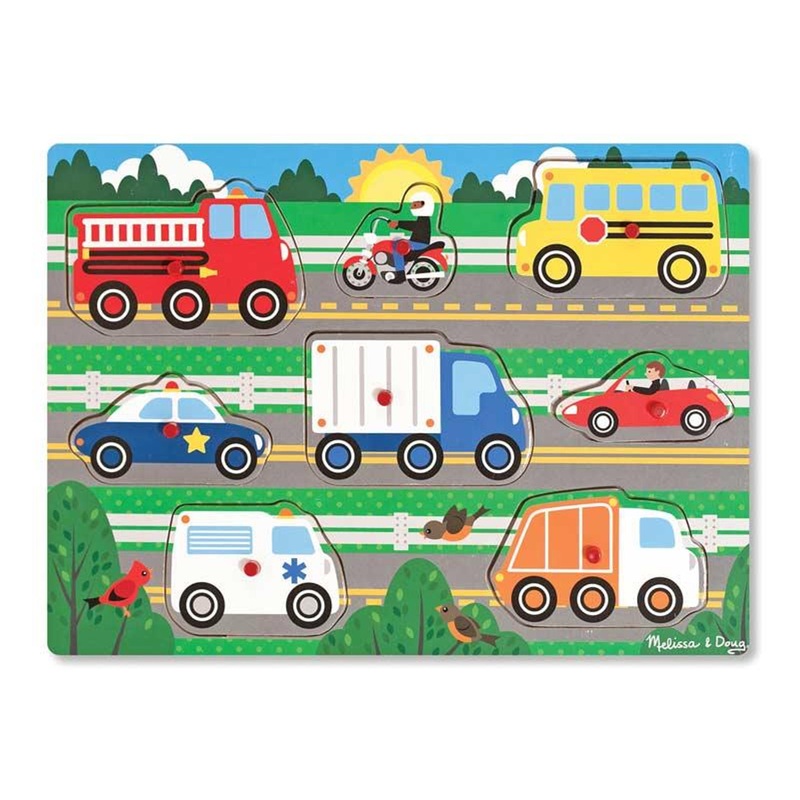Mellissa & Doug Vehicles Peg Puzzle 8pc