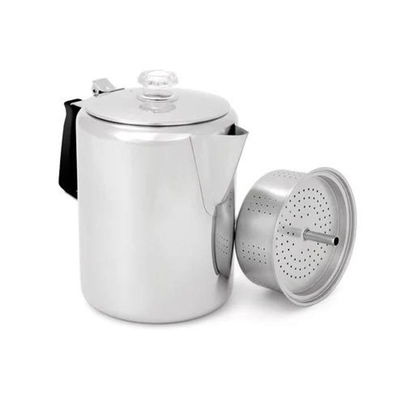 Gsi Outdoors Glacier Stainless Coffee Percolator with Silicone Handle – 12 Cups