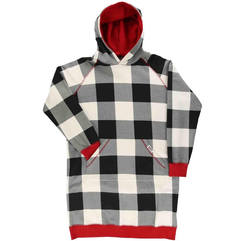 Lazy One Black White Plaid Sleep Hoodie