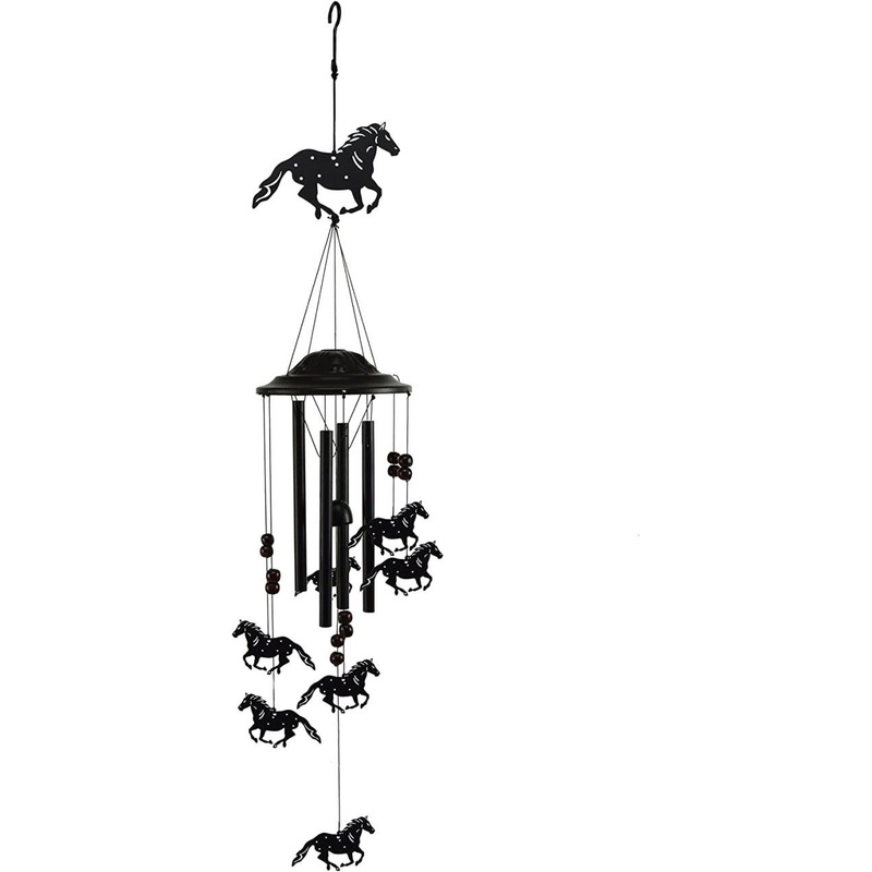 Rivers Edge Products Wind Chime Horse Black