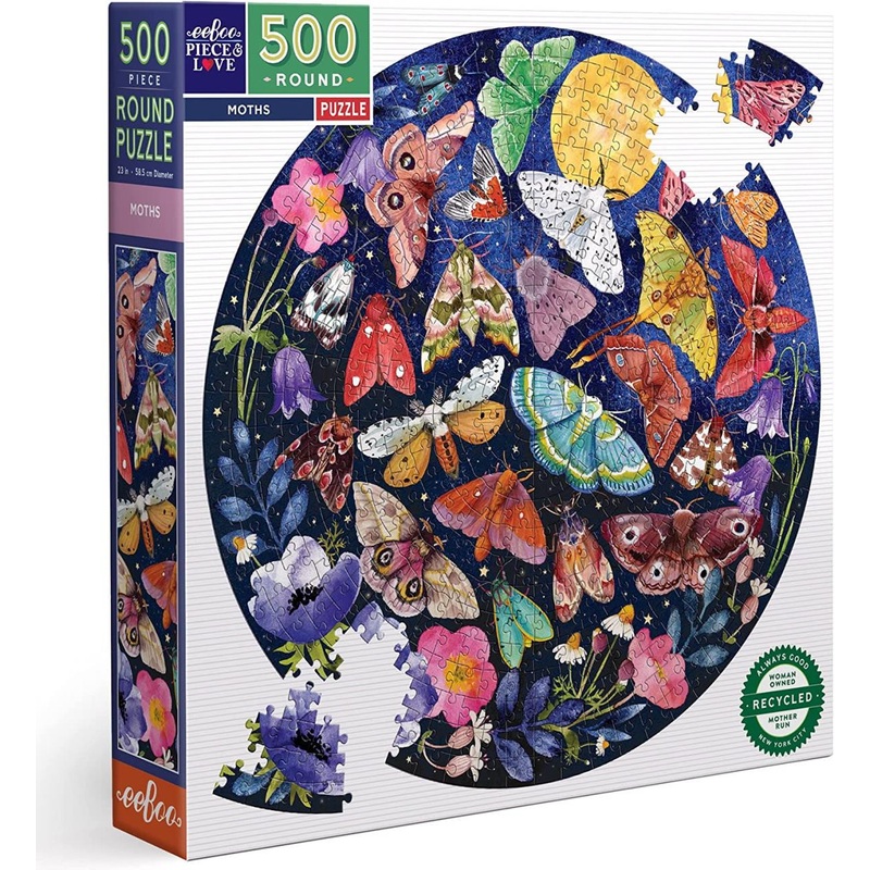 Eeboo Moths 500pc Round Puzzle