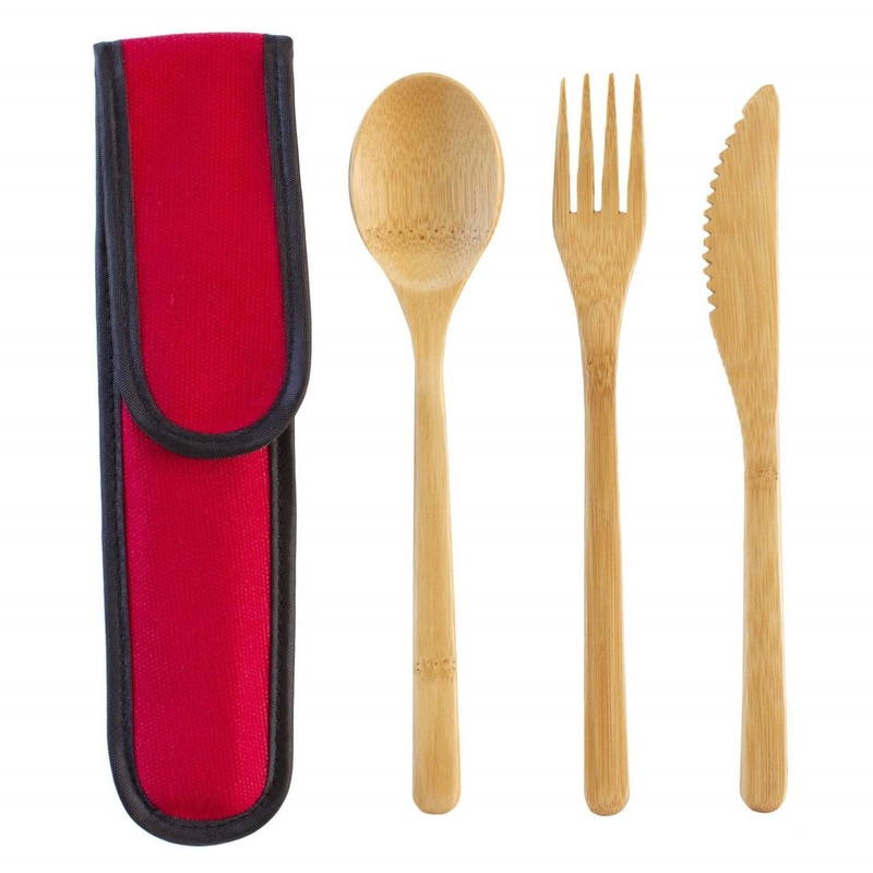 Totally Bamboo Take Along Reusable Utensil Set – Red Travel Case