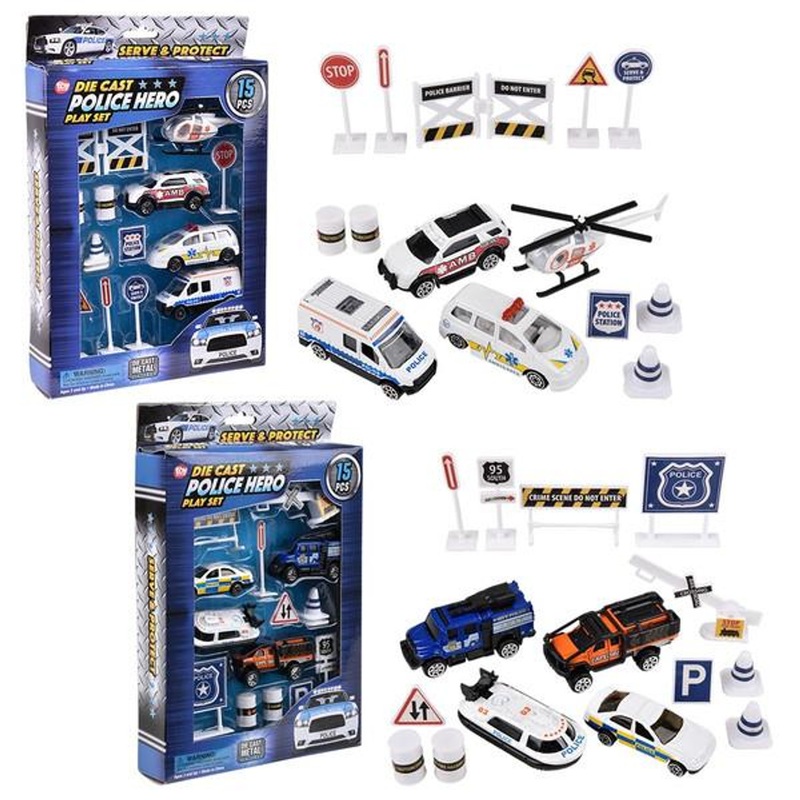 Toy Network 15pc Die-Cast Police Play Set