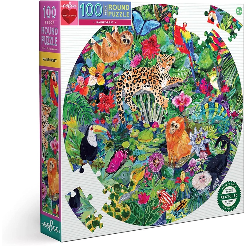 Eeboo Rainforest 100 Pc Round Puzzle