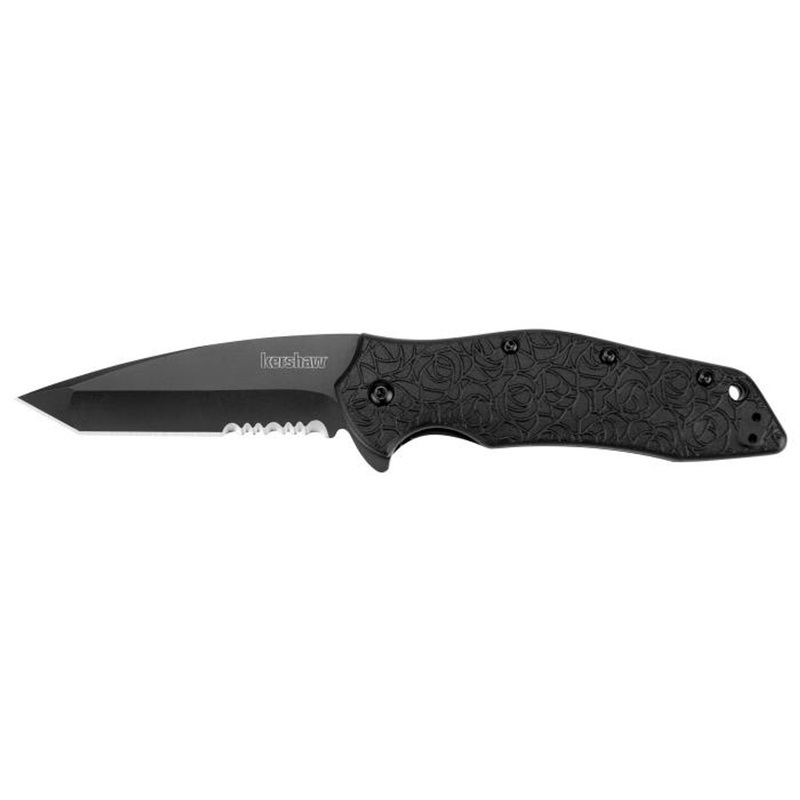 Kershaw Knives Kuro Tanto – Black Serrated Knife